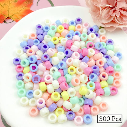 Pony Beads, 300 Pcs Rainbow Acrylic Craft Beads, Colorful Round Plastic Spacer Beads for DIY Jewelry Craft Making Necklace Rainbow Bracelet...