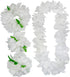 4 Pcs White Hawaiian Leis with Green Leaves for Graduation Party, Dance Party, Photo Prop in Outdoors (White-02)...