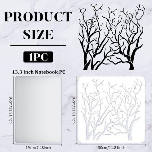 FINGERINSPIRE Tree Stencil with Branches 11.8x11.8inch Reusable Tree Drawing Stencil Branches Stencils for Painting Natural Plants Stencils for Pa...