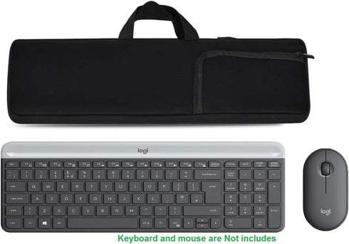 Neoprene Carrying Case Portable Protection Sleeve Cover Pouch Bags for Logitech MK470/K780 Slim Wireless Keyboard and Mouse Combo for Windows, Bla...
