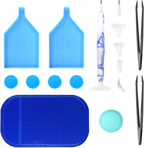 16pcs Diamond Art Drill Pen DIY Diamond Painting Tools Diamond Art Storage Tray with Multiple Sizes Painting Pens Screw Thread Tips Craft Tweezers...