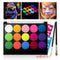 Skymore Glow in The Dark UV Body Paint 15pcs Face Paints for Kids & UV Neon Glow Face Painting Kits with 2 Brushes&Stencils for Halloween and Part...