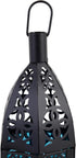 Zingz & Thingz Moroccan Style Candle Lantern Holder, Decorative Light Home Decor, Indoor & Outdoor, 13" Tall, Black with Blue Glass...