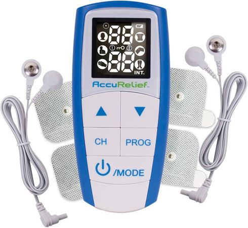 AccuRelief Complete 3-in-1 TENS Unit, EMS, Massager Device - Pain Relief Electric Muscle Stimulator with 4 Electrodes for Neck, Back, and Full Bod...
