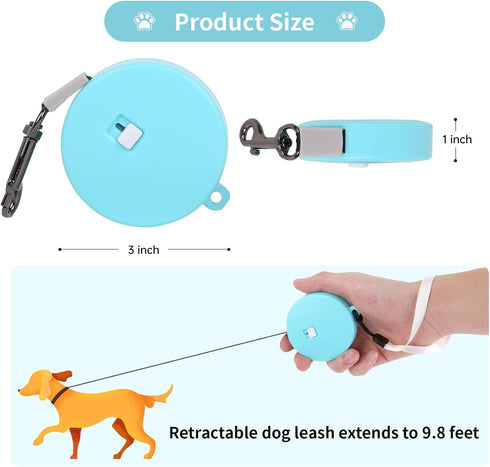 Retractable Dog Leash for Small and Medium Dogs up to 22lbs with 9.8ft Strong Nylon Tape, Hands Free, Portable and Lightweight Leash with Wrist St...