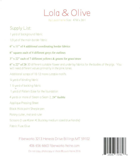Lola and Olive Pigs Collage Wall Hanging Quilt Pattern...