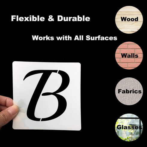 3 Inch Alphabet Letter Stencils for Painting - 70 Pack Letter and Number Stencil Templates with Signs for Painting on Wood, Reusable Cursive Lette...
