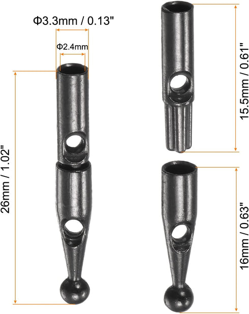 10pcs Umbrella Tail Beads 2.4mm Hole Dia 26mm Length Metal Umbrella Bone Cover for Reverse Umbrella Cover Parts, Grey...