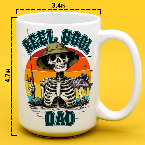 Reel Cool Dad Coffee Mug, Fishing Lover Gifts for Dad, Father's Day Cup, Fishing Gifts for Men (15oz)...