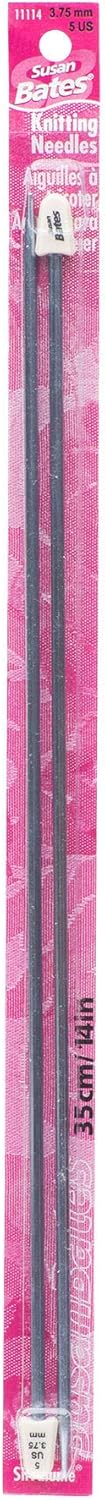 Susan Bates 11114-5 14-Inch Silvalume Single Point Knitting Needle, 3.75mm, Steel Grey...