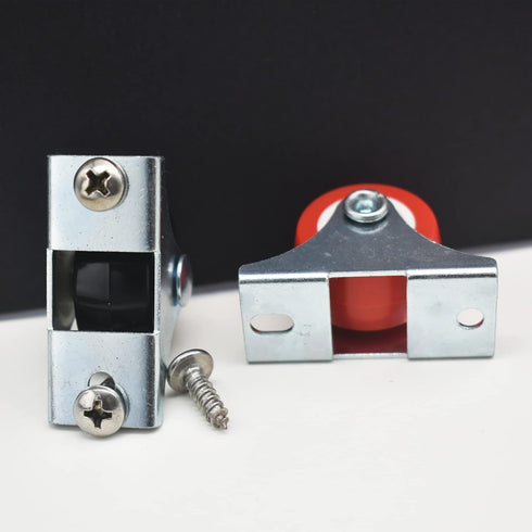 1 inch Rigid No-Swivel Plate Casters Small Rubber Wheels for Furniture and Workbench 6 Packs(Free Screws), Red (PVC)...