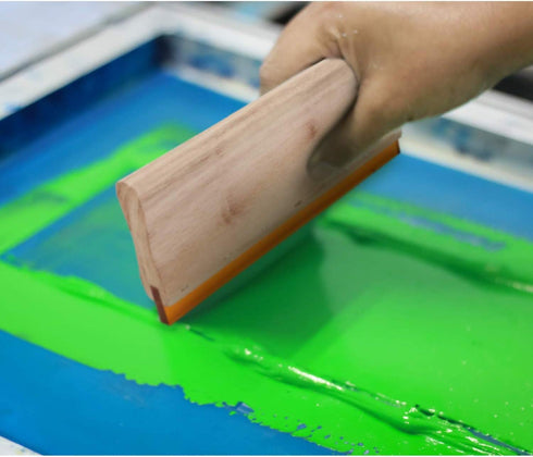 1 pc 13 inch (33cm) Long 4 inches Wide Silk Stencil Screen Printing Squeegee Wood Oiliness Scraper Screen Ink Scraper 75 Durometer...