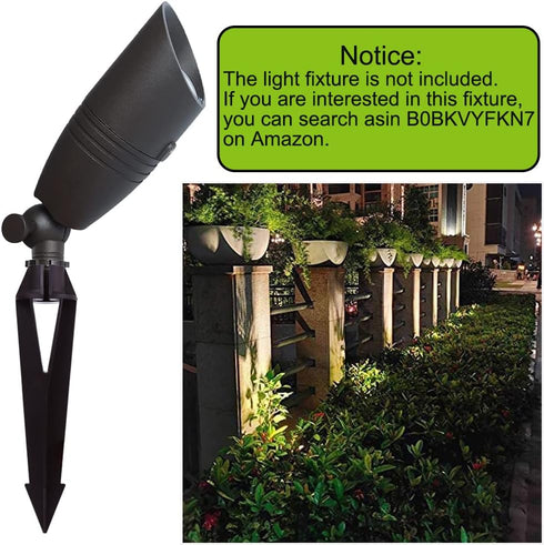 Landscape Lighting Stakes, Replacement Ground Stakes Plastic, 1/2 NPT Female Thread, 8 2/3" Length ABS Plastic for Outdoor Torch Lights 5-Pack Bro...