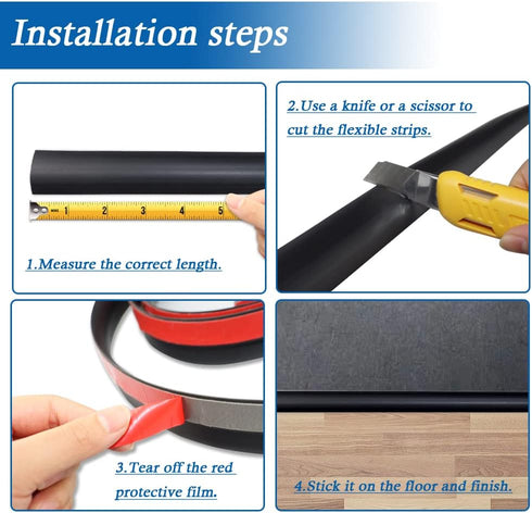 Floor Transition Strip Self Adhesive Carpet & Flooring Transitions Edging Trim Strip PVC Threshold Transitions Suitable for Threshold Height Less ...