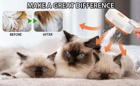 2024 Multifunctional Cat Dog Hair Brush for Removing Tangled and Loose Hair, Steamy Cat Brush, 3 In1 Cat Steamy Brush for Massage, Cat Grooming Br...