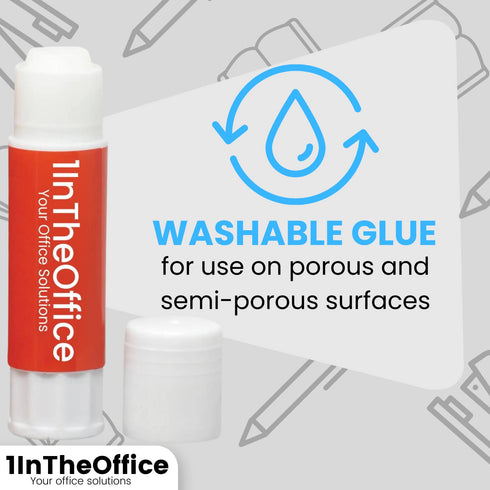 1InTheOffice Clear Glue Stick for Kids, Glue Sticks, All Purpose School Glue Sticks, Washable Glue Sticks, Clear Stick Glue 0.28 oz, (12 Pack)...