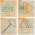 Wooden Geoboard Math Manipulative Material Graphical Geo Board Montessori Educational Toys Array Block Pattern Cards and Rubber Bands STEM Puzzle ...