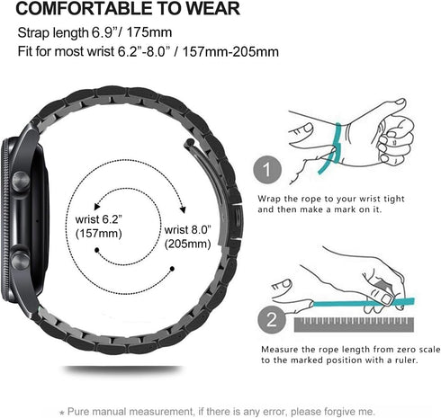 Bands Compatible with Samsung Galaxy Watch 46mm / Galaxy 3 45mm, 22mm Stainless Steel Metal Replacement Strap for Huawei Wacth GT5 / GT5 Pro / 4/4...