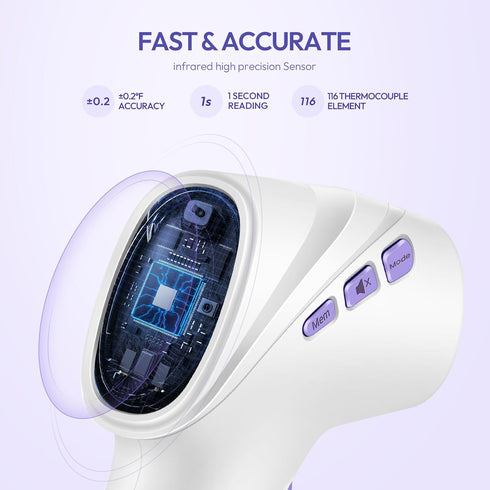 Forehead Thermometer for Adults, Kids & Babies, No-Touch Infrared Thermometer, Digital Thermometer with LCD Backlight Display, Fever Alarm and 1s ...
