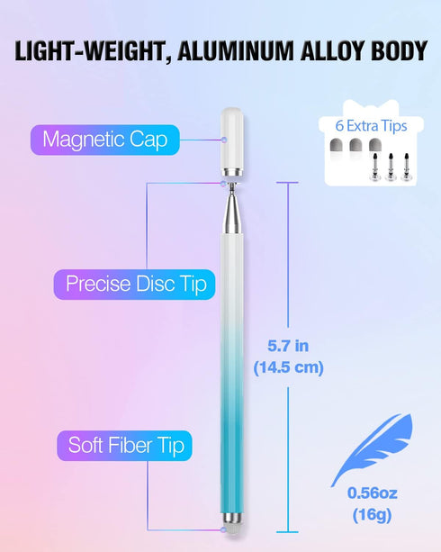 Stylus Pens for Touch Screens, 2 in 1 High Precision Universal Stylus Pen for iPad Compatible with Apple, iPhone, iPad, Android, Samsung Tablets, ...
