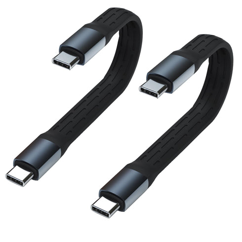 Extra Short Flexible USB C Cable 5.3 inch,USB 3.2 Gen 2 20Gbps Data Transfer 100W PD Fast Charge Flat Type C Cable for Thunderbolt 3 MacBook,Chrom...