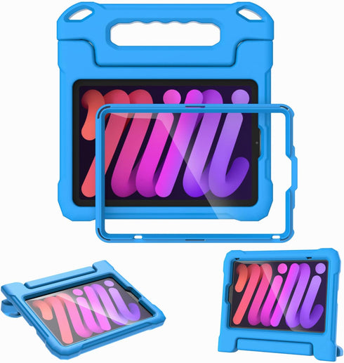 Kids Case for iPad Mini 6 Generation 8.3" 2021 Release, with Built-in Screen Protector, Shockproof Lightweight Handle Stand Kids Case for iPad Min...
