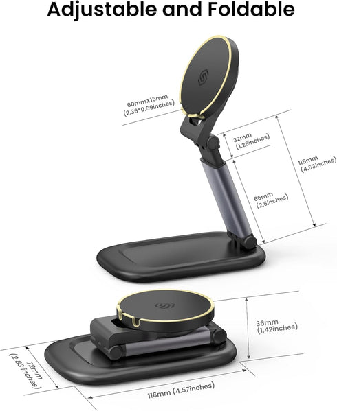 SODI Magnetic Phone Stand Compatible with Mag-Safe iPhone Stand for Desk, Foldable Adjustable Phone Holder Dock, Detachable Continuity Camera Moun...