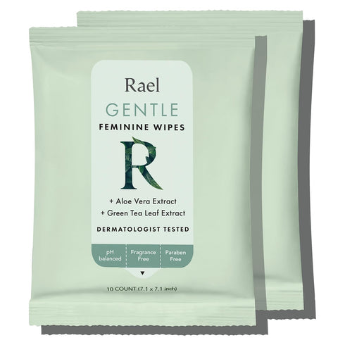 Rael Feminine Wipes, Flushable Wipes pH Balanced - Travel Size, All Skin Types, Paraben Free, Daily Use (10 Count, Pack of 2)...