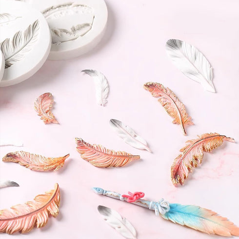 3D Feather Shape Silicone Cake Mold Chocolate Soap DIY Mold Baking-Small 3.4"...