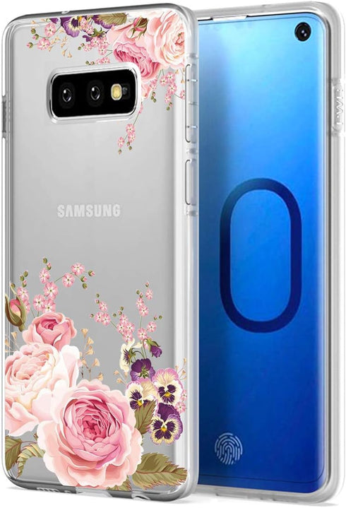 Case for Galaxy S10e 5.8 Inch, Slim Shockproof Clear Soft Flexible TPU Floral Phone Protective Case Cover for Samsung Galaxy S10e (Rose Flower)...
