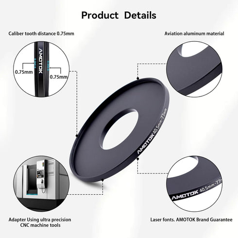 40.5mm Lens to 77mm Camera Lens Adapter,40.5mm to 77mm Filter Step up Ring Adapter Ring,Compatible All 77mm Filter Accessory...