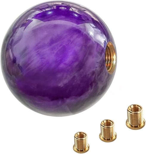 Purple Weighted Round Ball Shift Knob M12*1.25 Universal Marble Style Gear Shifter Knobs Fit for 5 6 Speed Manual Vehicles with Three Adapters M8*...