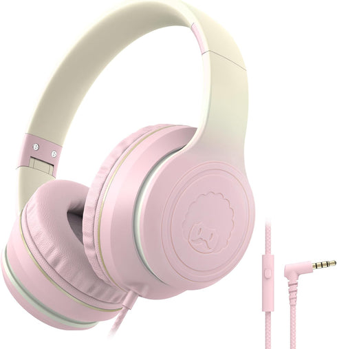 rockpapa L22 Wired Headphones for Kids Girls Boys Women with Microphone, Foldable Stereo 3.5mm Corded Headphones for School Classroom Chromebooks ...
