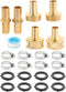 4 Sets 1/2 Inch Solid Brass Garden Hose Connector Repair Kit,Water Hose Mender Female Male Hose Coupling with Stainless Steel Clamp, Tape and Rubb...
