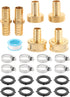 4 Sets 1/2 Inch Solid Brass Garden Hose Connector Repair Kit,Water Hose Mender Female Male Hose Coupling with Stainless Steel Clamp, Tape and Rubb...