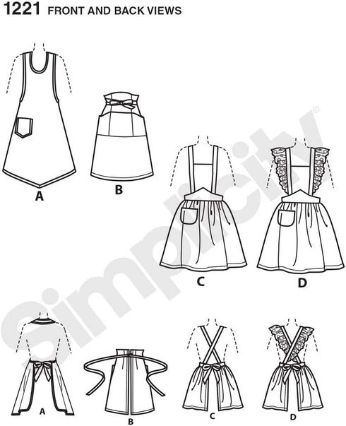 Simplicity Vintage Simplicity 1221 1940's Vintage Fashion Women's Apron Sewing Pattern Kit, Sizes S-L...