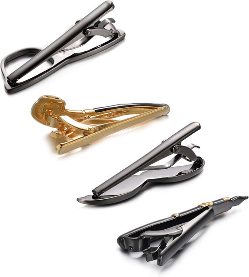 Yoursfs 4Pcs Novelty Tie Clips Set for Men 316L Stainless Steel Cool Unique Tie Bar Pin Set Men's Fashion Jewelry Accessories...