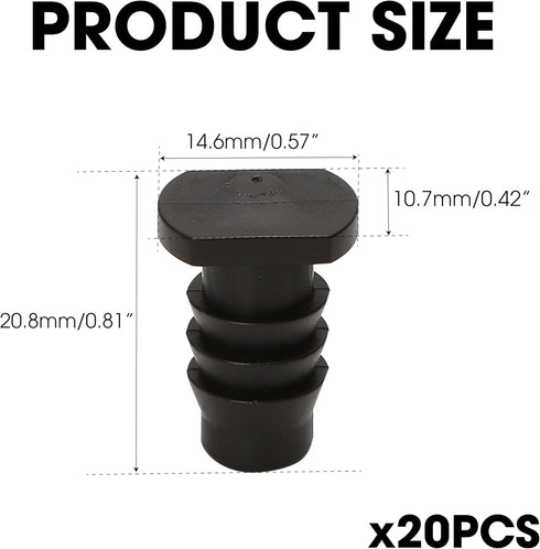 20pcs Irrigation End Cap Tubing Drip Plug Fittings: 3/8 Soaker Hose ID Barbed Parts for Line Goof Connector Garden System, Bore Capillary Tube Sea...