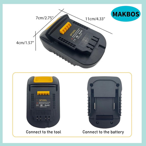 MT20DL Battery Adapter for DeWalt 20V Cordless Power Multitool,Convert for Makita 18V Li-ion Battery BL1430 BL1860 BL1815 to for DeWalt 18V/20V DC...