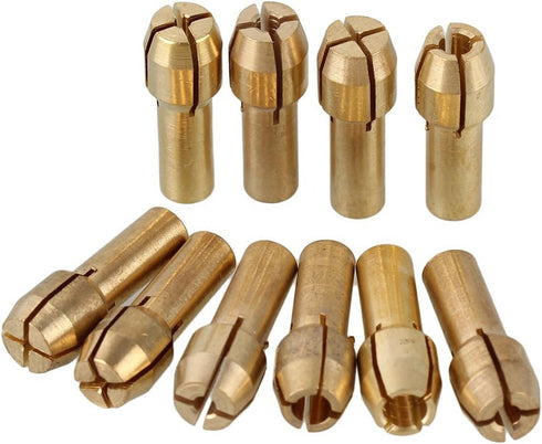 CNBTR 0.5-3.2mm Brass Collet for Rotary Tools Electric Grinding Drill Collect Chuck Holder Pack of 10 (4.3mm Shank Dia)...