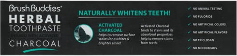 Brush Buddies Herbal Toothpaste with Activated Charcoal, 3.5 oz | Whitening Toothpaste | Charcoal Toothpaste | Fluoride Free Toothpaste (Pack of 3...