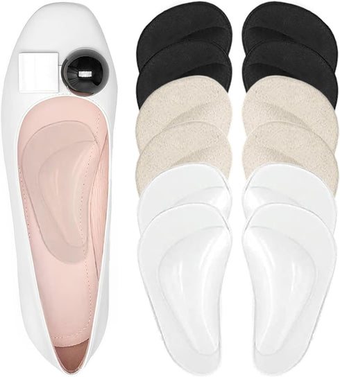 Correct-Position Gel Arch Support Insoles: Plantar Fasciitis & Flat Feet Relief, Adhesive Foot Pads for Pressure-Free Comfort- 6 Pairs (Clear*2+Be...