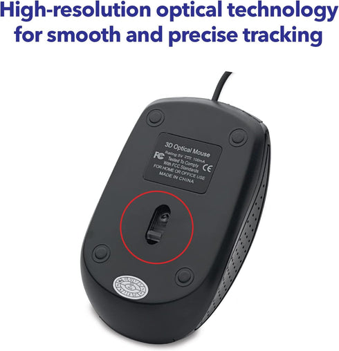 Verbatim Wired USB Computer Mouse - Corded USB Mouse for Laptops and PCs - Right or Left Hand Use, Black 98106,Glossy Black, 1.2" x 2.3" x 3.8"...