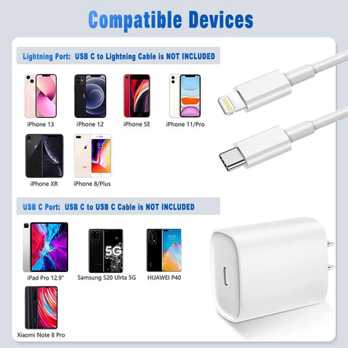 20W Charger P D USB C Wall Fast Charging Adapter with 6FT Type C to Cable......