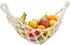 Okuna Outpost Macrame Hanging Fruit Basket Hammock for Kitchen - 6 x 25 x 15 in - White Cotton Modern - Under-Cabinet Storage with 2 Hooks for Ban...