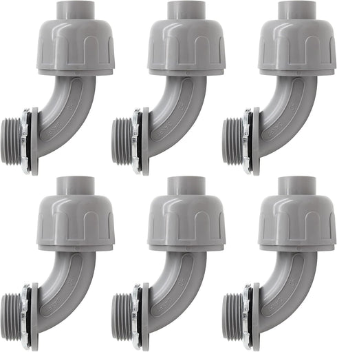 3/4 Inch NPT Liquid Tight Connector 90 Degree Nonmetallic Electrical PVC Conduit Connector Fitting(6Pcs)...