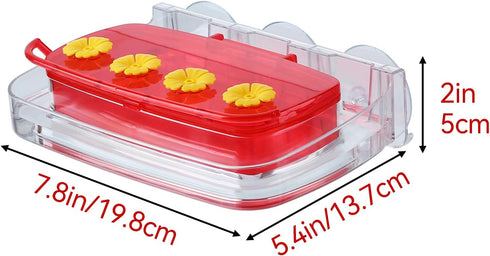 Window Hummingbird Feeder, Plastic Humming Bird Feeder with 3 Strong Suction Cups, Easy to Clean and Refil,Built-in Moat (10oz) (1, Red)...