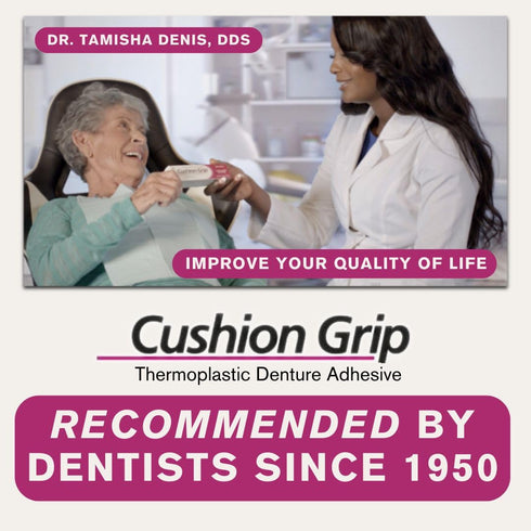 Cushion Grip Thermoplastic Denture Adhesive, 1 oz - Refits and Tightens Loose and Uncomfortable Dentures | Non-Glue Adhesive, Acts Like a Soft Rel...