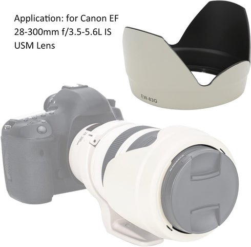 ASHATA EW?83G Reversible Camera Lens Hood Sun Shade Protector,for Canon EF 28?300mm F/3.5?5.6L is USM Lens,White...