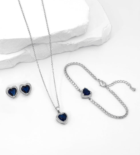 UDYLGOON Cubic Zirconia LOVE Heart Bridesmaid Jewelry Set Earrings Necklace Bracelet Set for Wedding Party Anniversary Birthday...